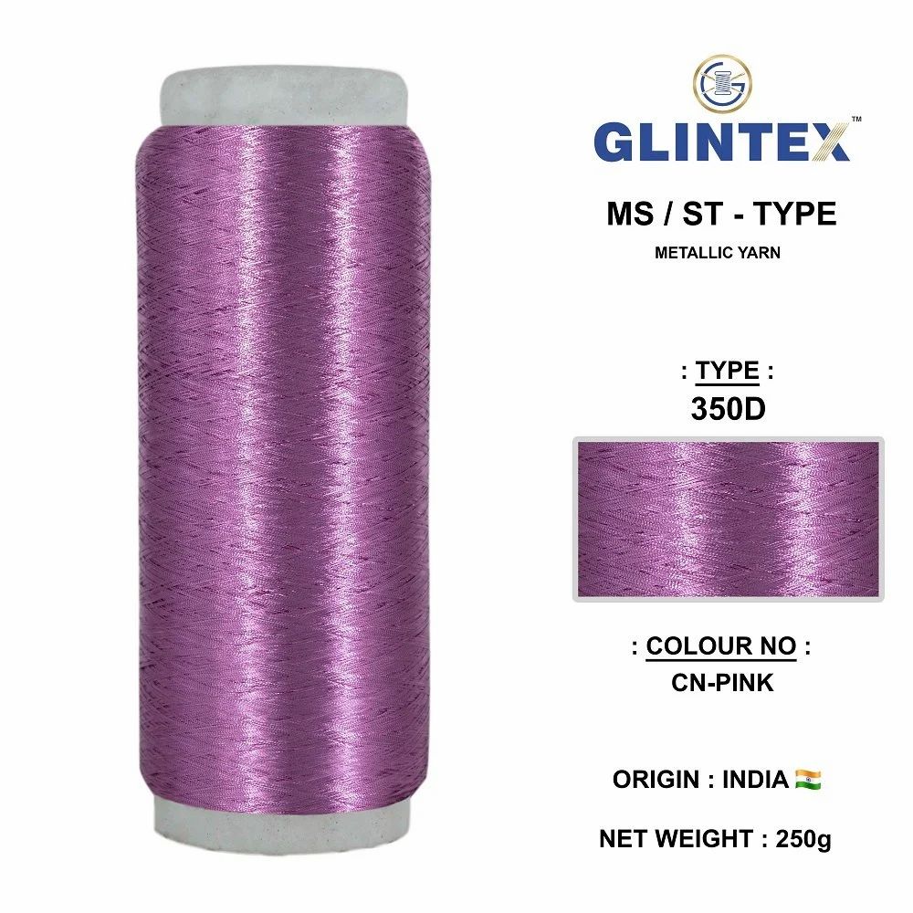 Chappat / Flat Jari and Metallic Yarn Color Pink  - Chappat Yarn  - High Quality Product Image