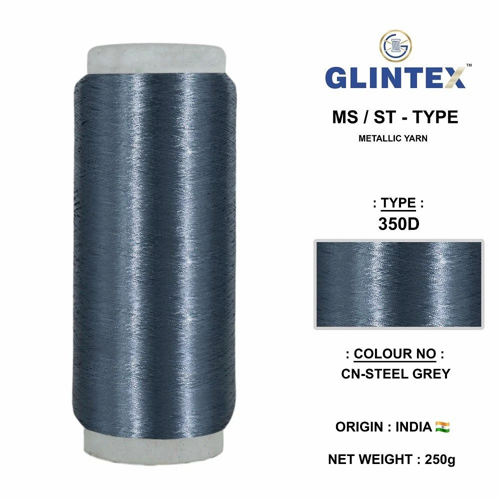 Chappat / Flat Jari and Metallic Yarn Color Steel Grey  - Chappat Yarn  - High Quality Product Image