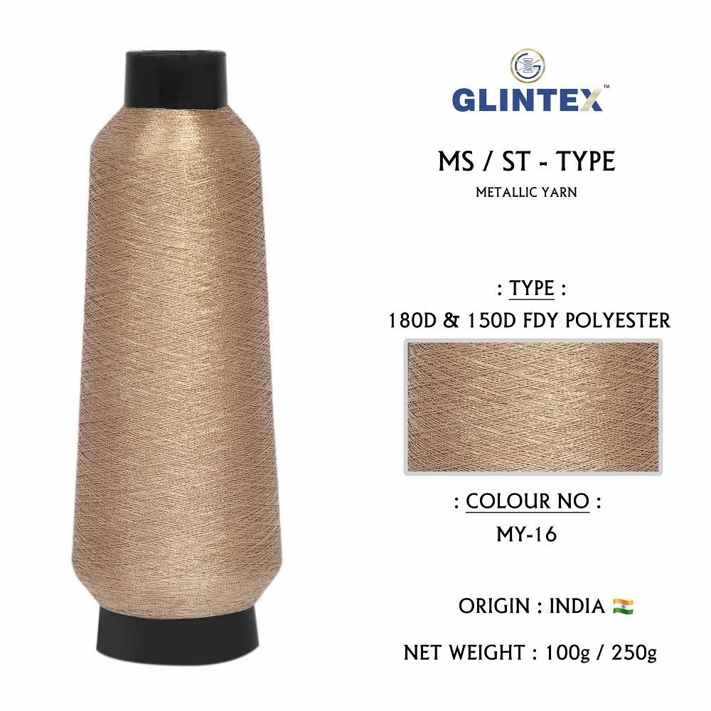 180D Polyester Metallic Yarn / Jari Kasab Color MY-16 For Computer Embroidery Machines  - Computer Embroidery Polyester Jari and Metallic Yarn  - High Quality Product Image