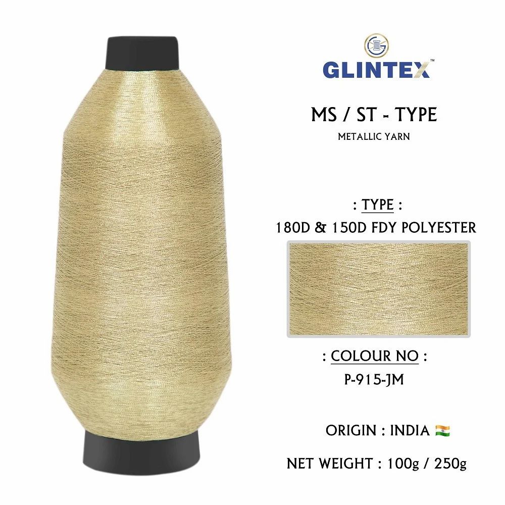 180D Polyester Metallic Yarn / Jari Kasab Color P-915-JM For Computer Embroidery Machines  - Computer Embroidery Polyester Jari and Metallic Yarn  - High Quality Product Image