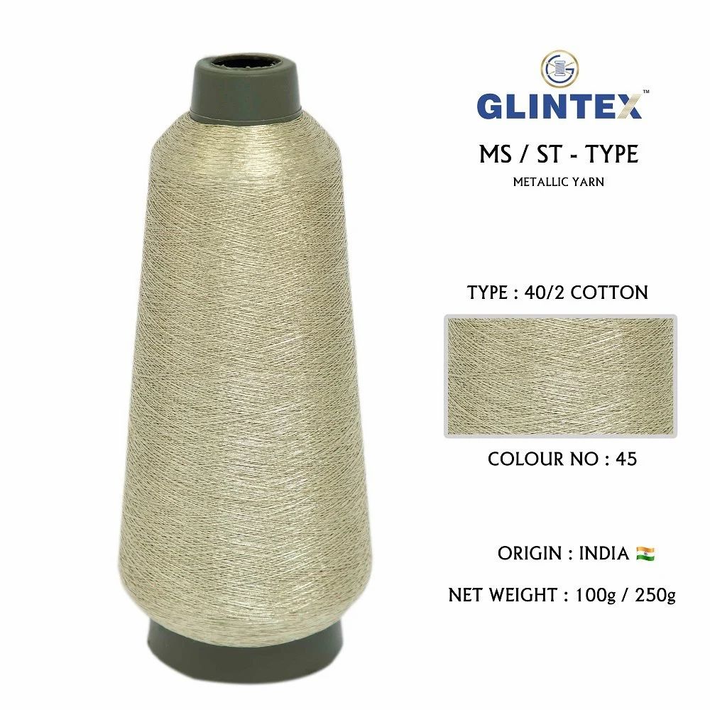 40/2 Cotton Metallic Yarn / Jari Kasab Color 45 For Aari Embroidery Machines  - Aari Machine Embroidery Jari And Metallic Yarn  - High Quality Product Image