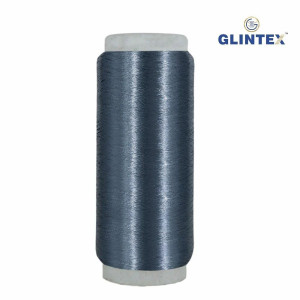 Chappat / Flat Jari and Metallic Yarn Color Steel Grey - View 2  - Chappat Yarn 