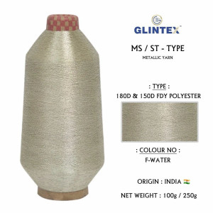 180D Polyester Metallic Yarn / Jari Kasab Color F Water For Computer Embroidery Machines  - Computer Embroidery Polyester Jari and Metallic Yarn 