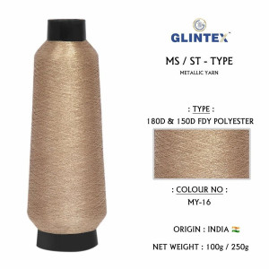180D Polyester Metallic Yarn / Jari Kasab Color MY-16 For Computer Embroidery Machines  - Computer Embroidery Polyester Jari and Metallic Yarn 