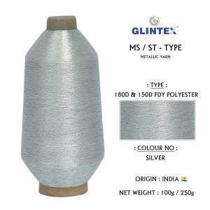 180D Polyester Metallic Yarn / Jari Kasab Color Silver For Computer Embroidery Machines  - Computer Embroidery Polyester Jari and Metallic Yarn 