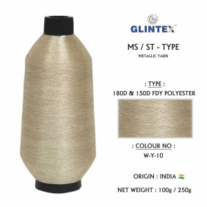 180D Polyester Metallic Yarn / Jari Kasab Color W-Y-10 For Computer Embroidery Machines  - Computer Embroidery Polyester Jari and Metallic Yarn 