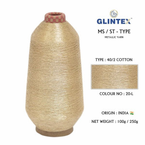 40/2 Cotton Metallic Yarn / Jari Kasab Color 20-L For Aari Embroidery Machines - View 1  - Aari Machine Embroidery Jari And Metallic Yarn 